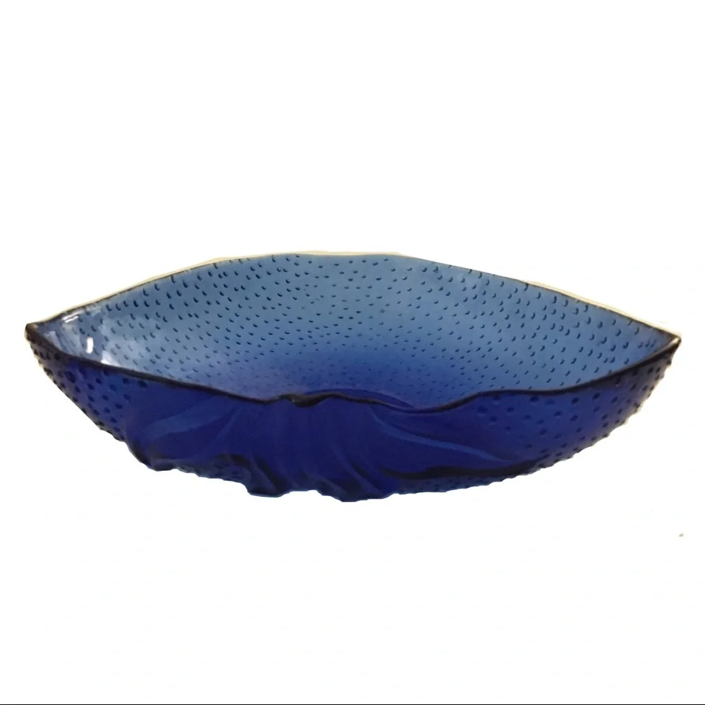 Vintage Strawberry Hobnob Glass Bowl in Cobalt Blue